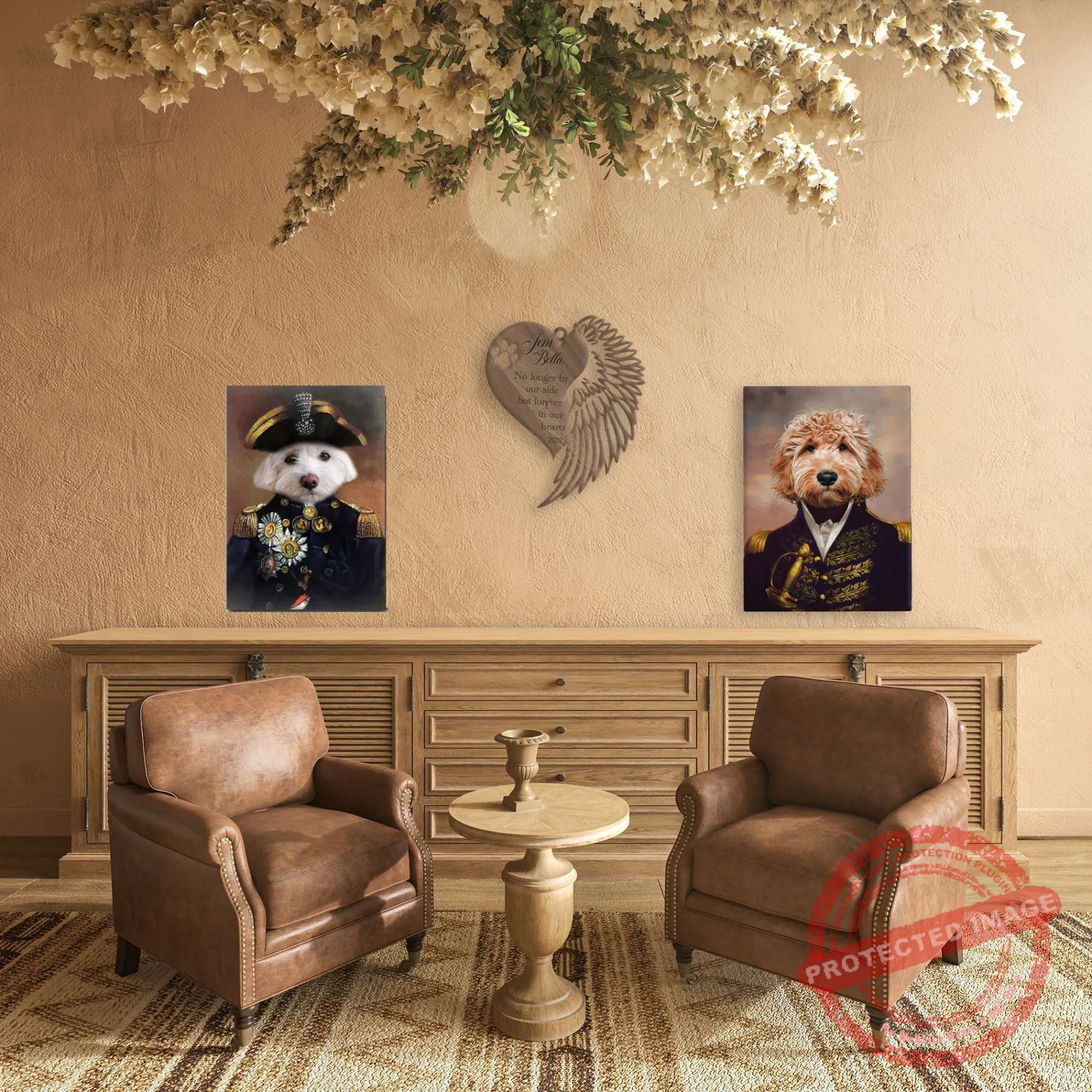 Heart wing and dogs