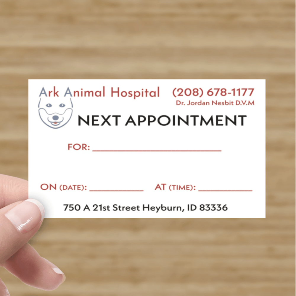 Appointment Cards - Horizontal, Ark Animal Hospital