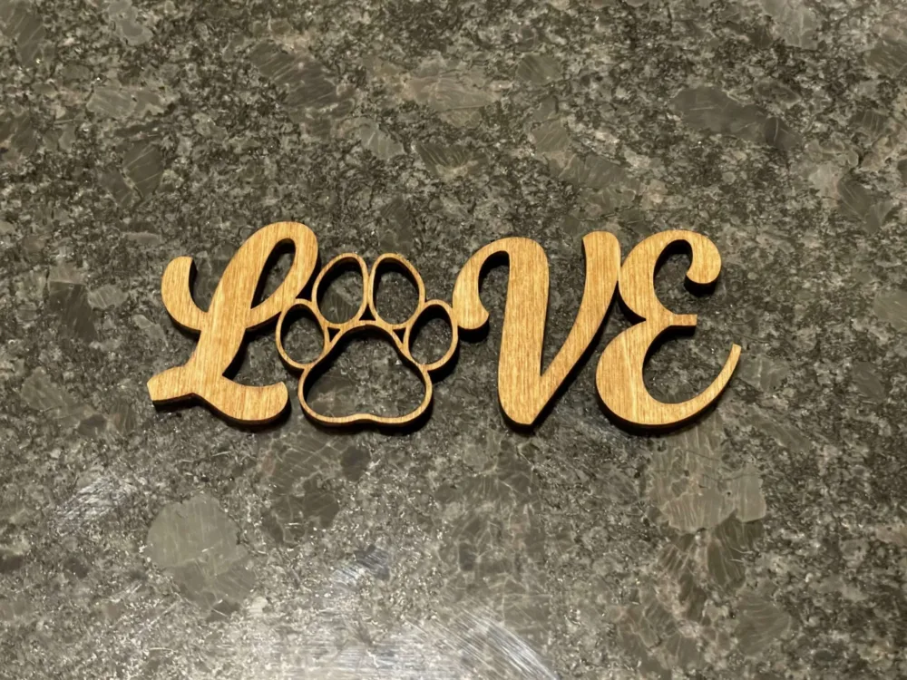 Wooden Word - Love with Paw