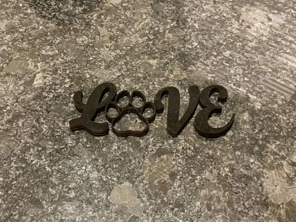 Wooden Word - Love with Paw