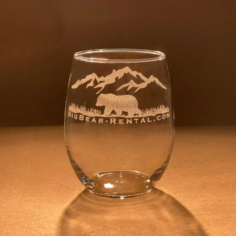 Engraved Stemless Wine Glass, Company Customs